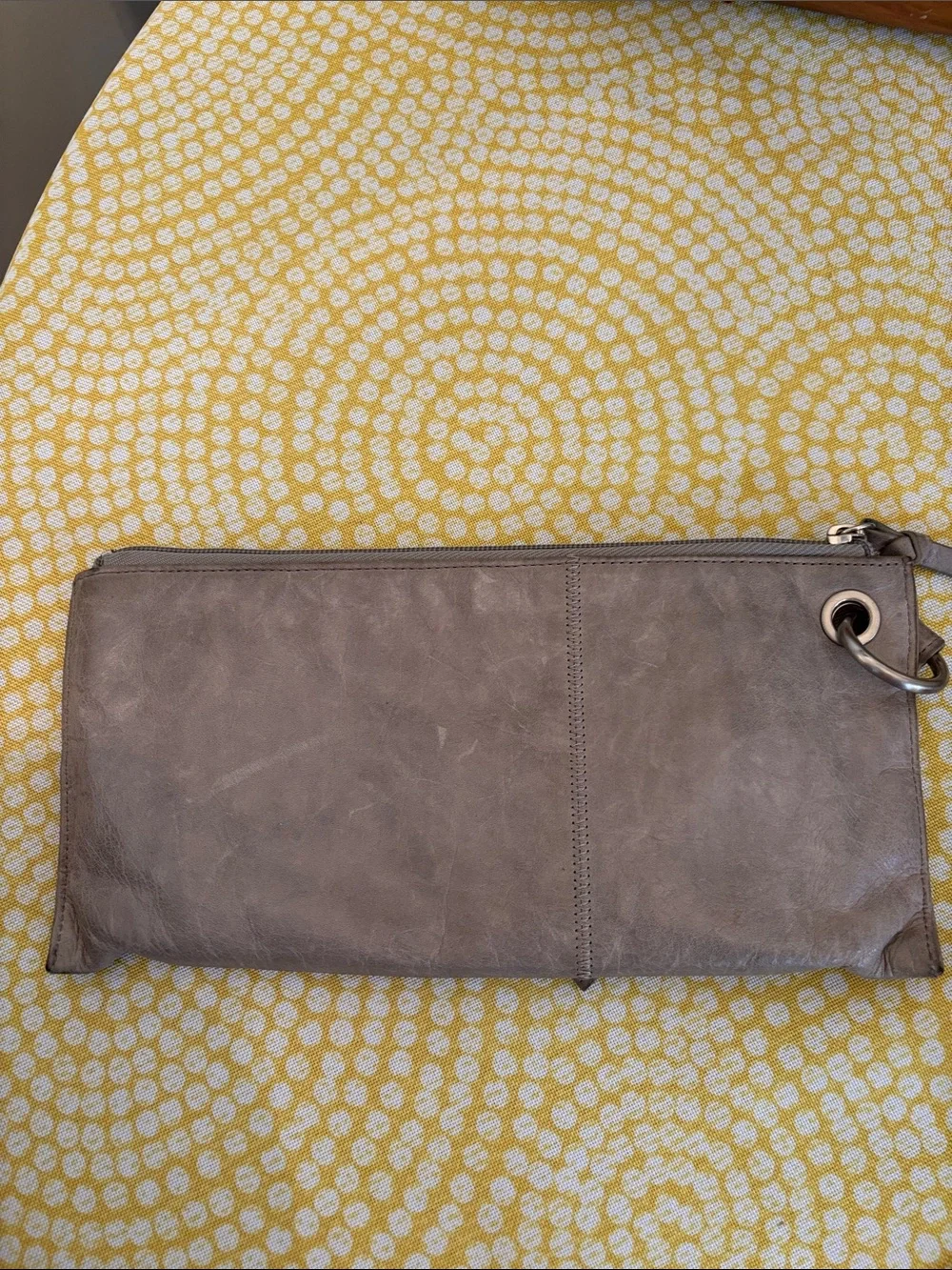 Hobo  Gray Leather Wristlet Clutch